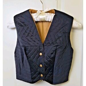 Vtg 1960s GLAM Bed Jacket Lounge Vest Gold Buttons Vanity Fair Quilted Size 34